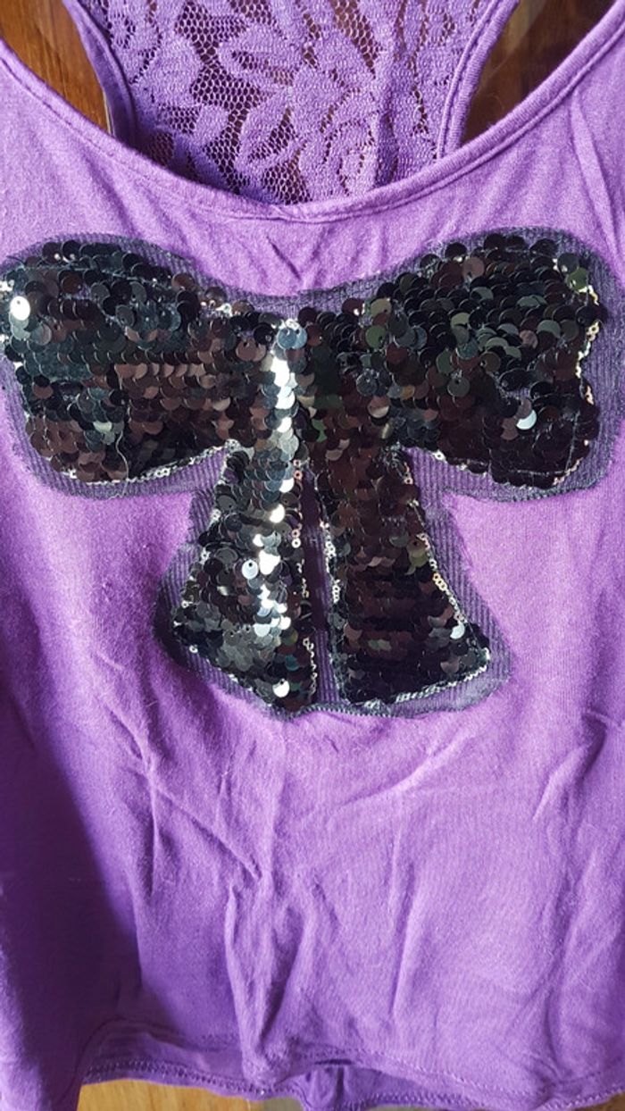 Débardeur violet avec paillettes - photo numéro 2