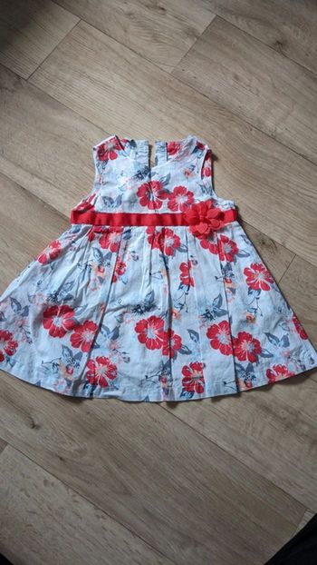 Robe 18 Mois Blanche fleurs rouges