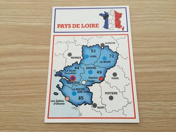 Carte région Pays de Loire pièce détachée jeu de société Richesses de France édition Nathan #A42