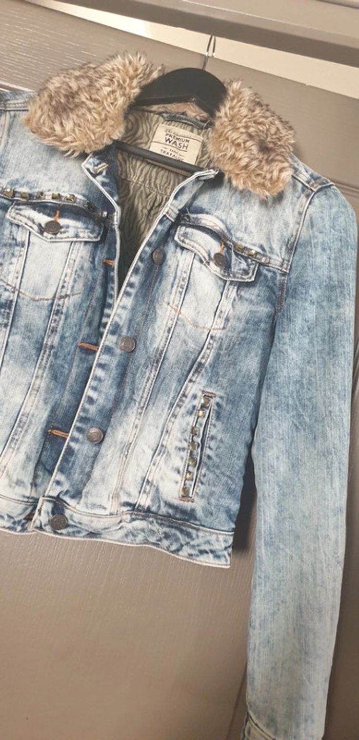 Veste jeans col fourrure Zara - photo numéro 4