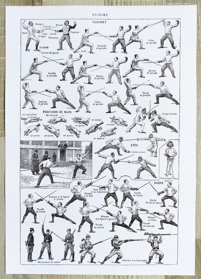 Affiche sur l'escrime, d'après une lithographie de 1928 - photo numéro 6