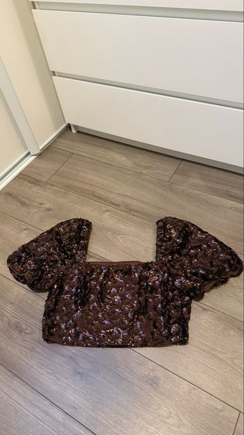 Haut crop top sequins marrons taille 42