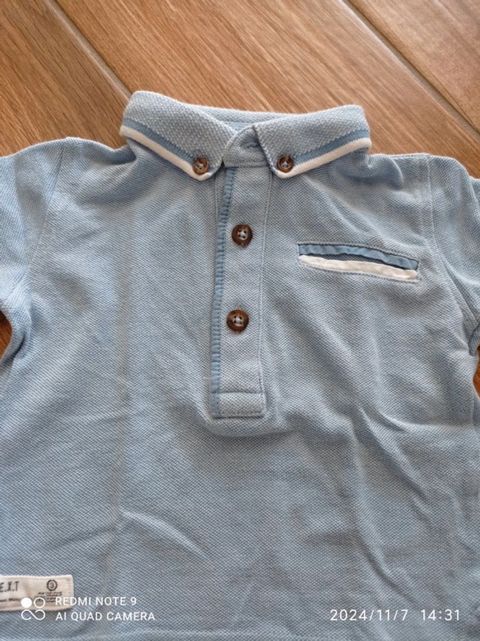 Ensemble 6 mois salopette beige lapin+ polo bleu ciel - photo numéro 6