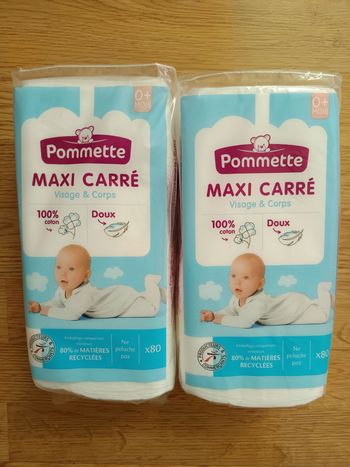 Lot de 2 paquets neufs Cotons Maxi Carré Pommette