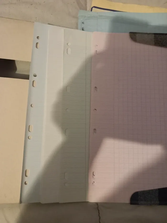 Lot de feuilles de différentes couleurs 21x29,7 grands carreaux perforées - photo numéro 12