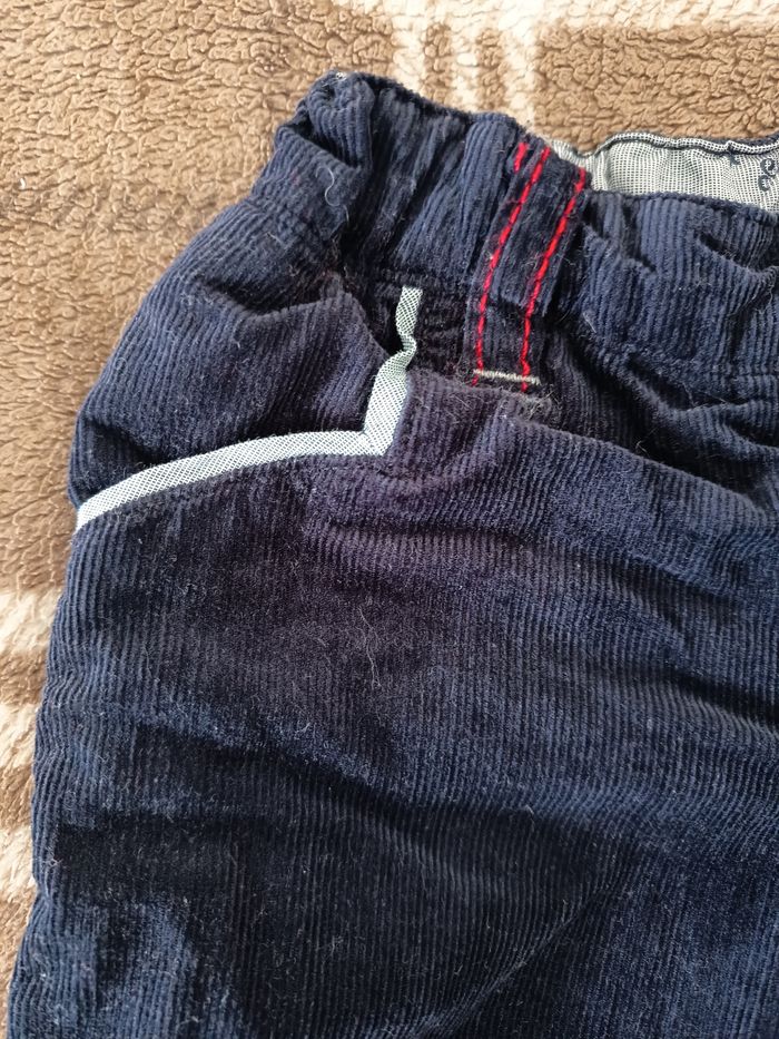 👖Pantalon Noir Enfant en Simili Velours côtelé - 3 Mois / Sergent Major - photo numéro 3