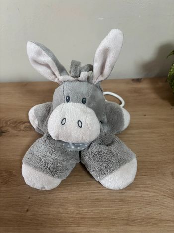 Doudou peluche âne cappuccino gris musical nattou
