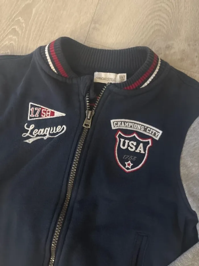 Veste gilet zip polaire 6 ans orchestra bleu marine gris - photo numéro 3