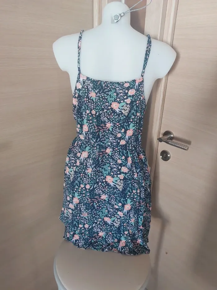 Robe marine imprimé  fleurs rose - photo numéro 3