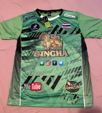Maillot sport thaïlandais sponsorisé Singha 🇹🇭 Vert/Noir. Taille L