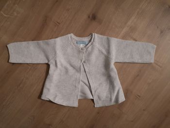Pull gilet boléro fille 3 mois gris beige