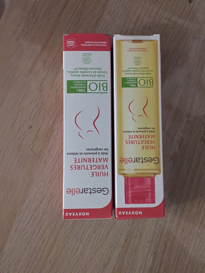 Lot de 2 flacons d huiles vergetures Gestarelle neufs