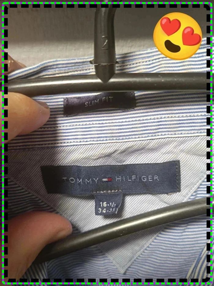 👔 Chemise à rayures Tommy Hilfiger – Blanc & Bleu – Taille 16½ 34-35 (équiv. XL Slim Fit) - photo numéro 5