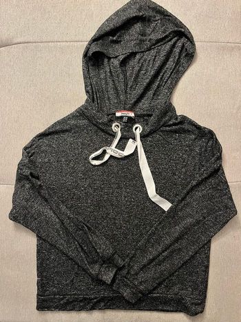 Sweat à capuche femme/ado taille XXS, couleur noir chiné