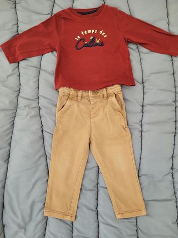 Ensemble chino beige et sous pull tao