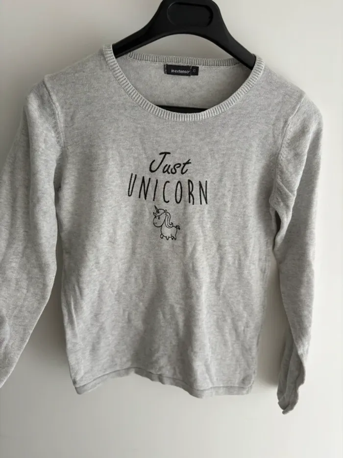 Pull fin 10 fille licorne