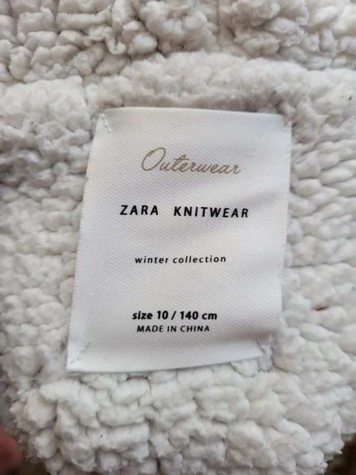 Manteau à capuche en Alpaga, Zara collection hiver, chaud, gris clair et crème, tout doux, 10 ans - photo numéro 11