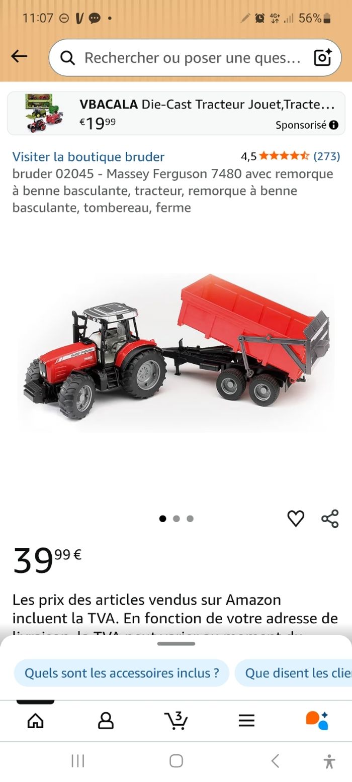 Camion bruder chargeur bois et benne basculante neuf envoi rapide
