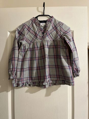 ZY 6/7 ans - chemise tunique bleu carreaux