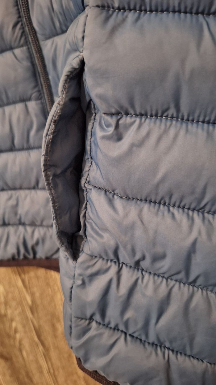 Doudoune légère déperlante bleu et blanc à capuche - photo numéro 5