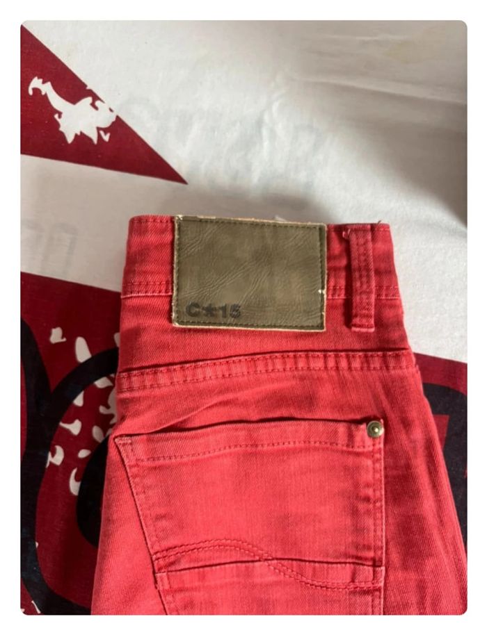 Jeans Celio rouge straight fit taille 38 C15 - photo numéro 4