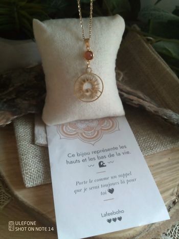Collier vague de la vie, pierre du soleil + carte