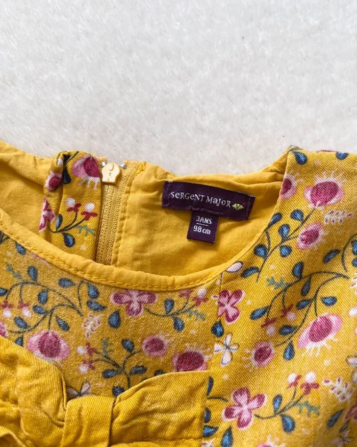 Robe manche courte moutarde fleurie 3 ans - Sergent Major - photo numéro 7