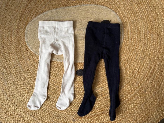 Lot 2.collants blanc bleu marine TAO Tape à ll’oeil 18 / 20