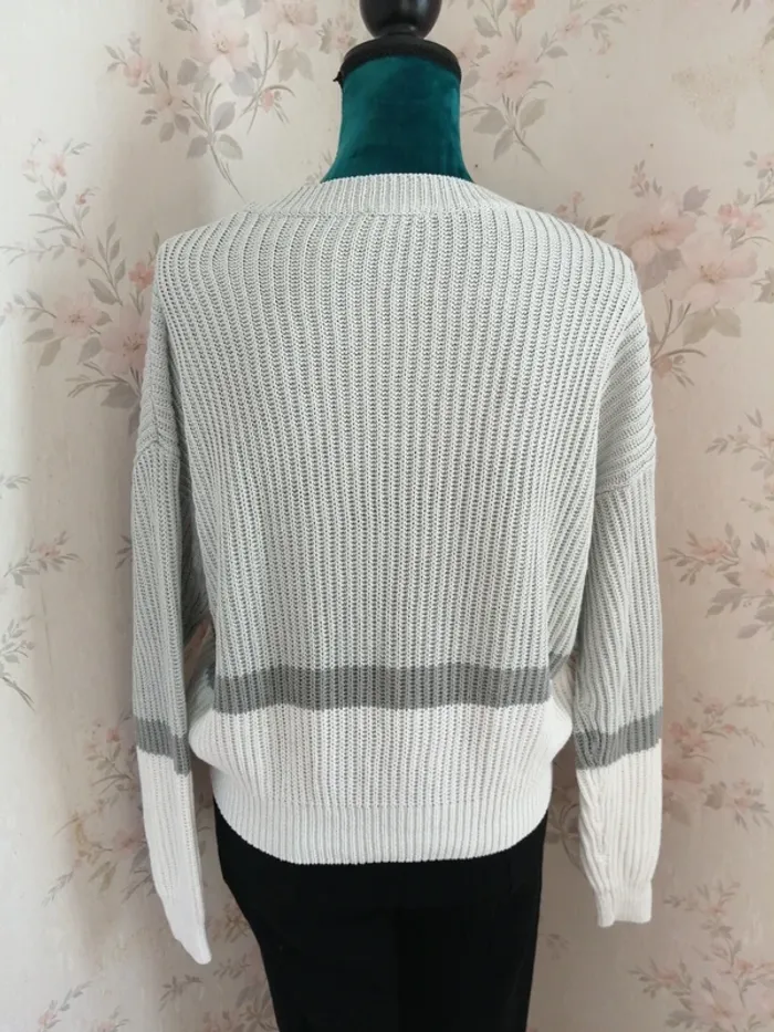 Pull en maille tricolore gris et blanc / tally weijl / (M) - photo numéro 6