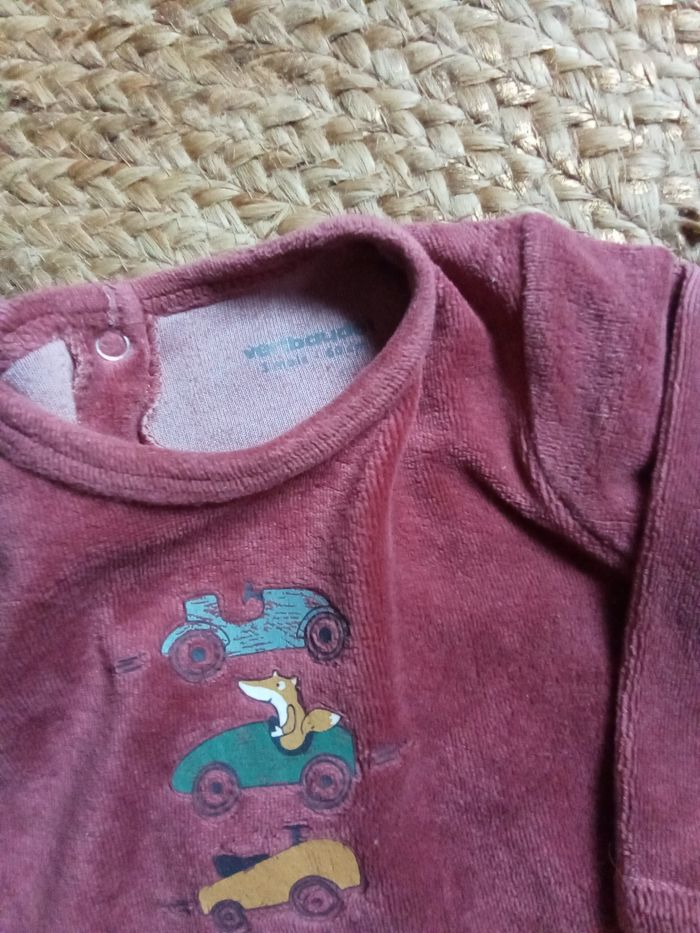 Pyjama prune 2 pièces en velours Vert Baudet 3 mois - photo numéro 3