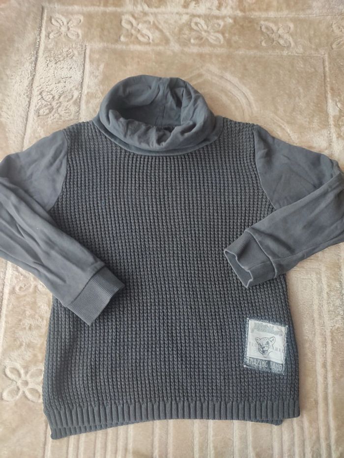 Pull en maille bi matière avec col taille 8 ans