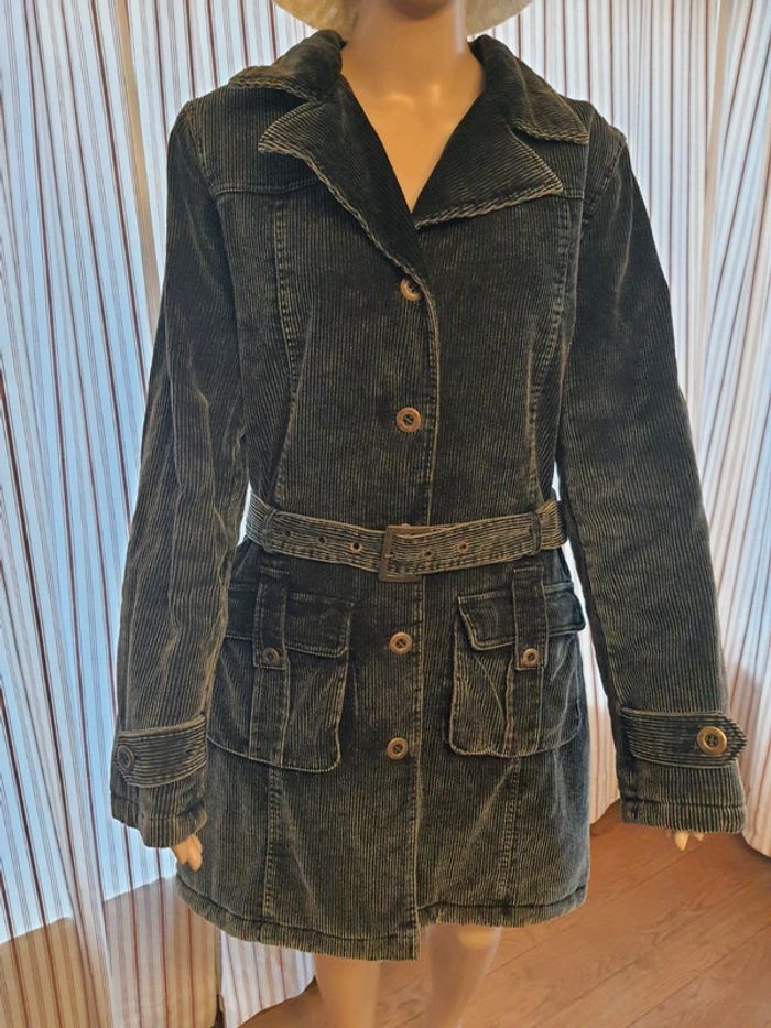 Veste en velour gris matelassé IDPDT taille L - photo numéro 3