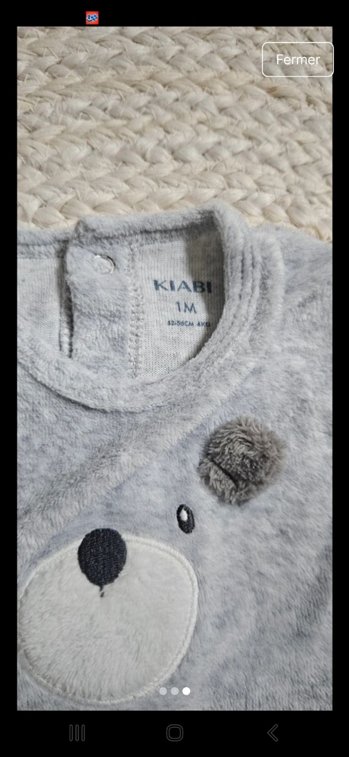 Pyjama velours 1 mois - photo numéro 3