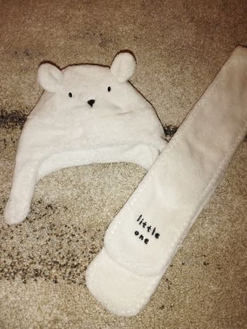 Bonnet avec écharpe hiver polaire bébé fille 3 mois