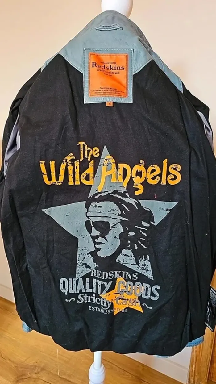 Blouson redskins en cuir gris cintré motard - photo numéro 11