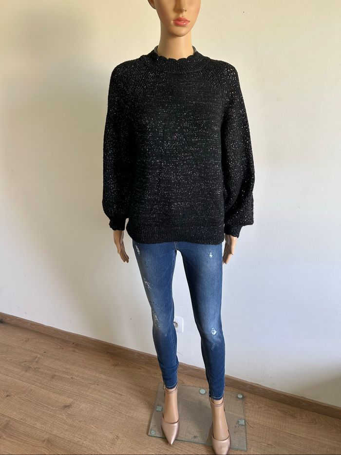 Pull noir et pailleté à manches longues Naf Naf taille S TBE - photo numéro 3