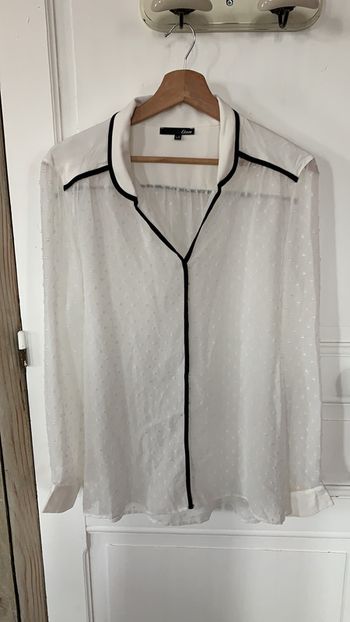 Chemise transparente blanche à pois
