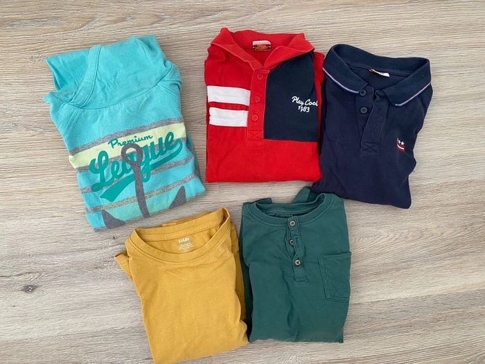 Lot 5 T-shirt ML taille 8 ans TAO