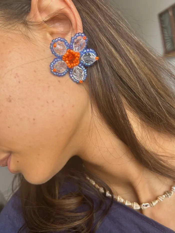 Boucle d’oreille fleurs perles - photo numéro 6