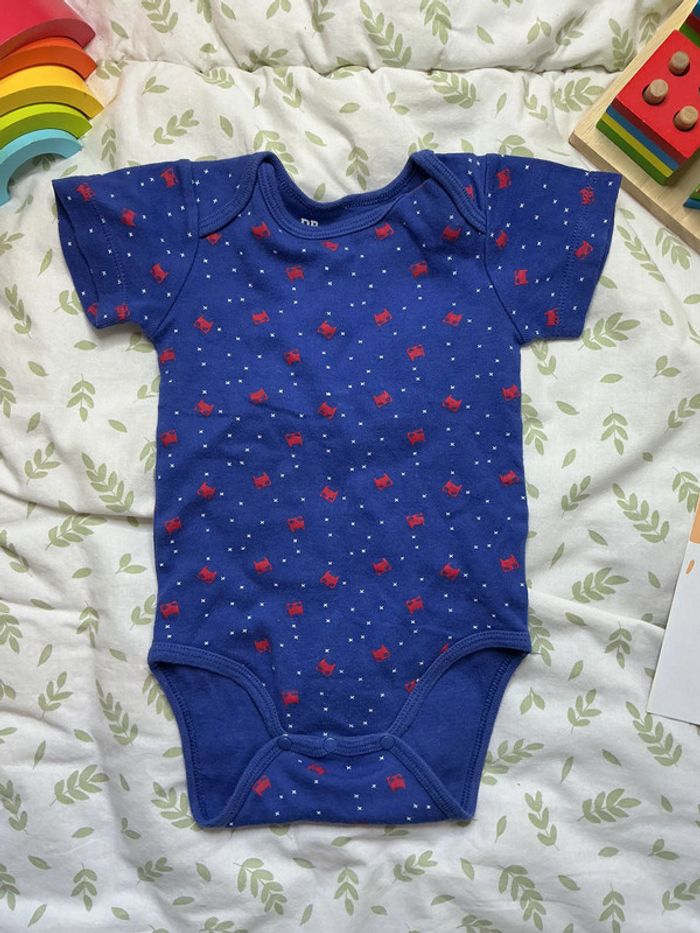 body manches courtes bleu motifs masques du pareil au même 12 mois - photo numéro 3