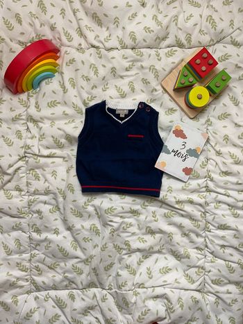 pull sans manches marine grain de blé 3 mois