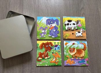 Lot 4 puzzles en bois 9 pièces