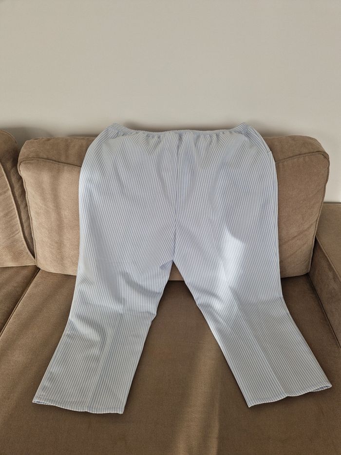 Pantalon blanc rayé bleu clair, Edmée Collection - photo numéro 9