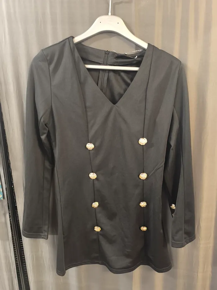 303513 robe noir bouton dor femme L shy land