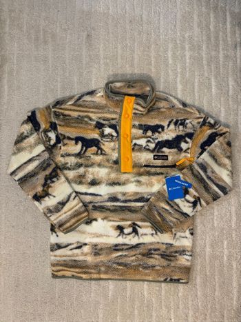 Polaire Sherpa imprimée M Fleece Helvetia II Vintage Columbia printed beige blanc bleu orange