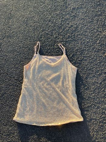 Débardeur à paillettes, doré , taille S