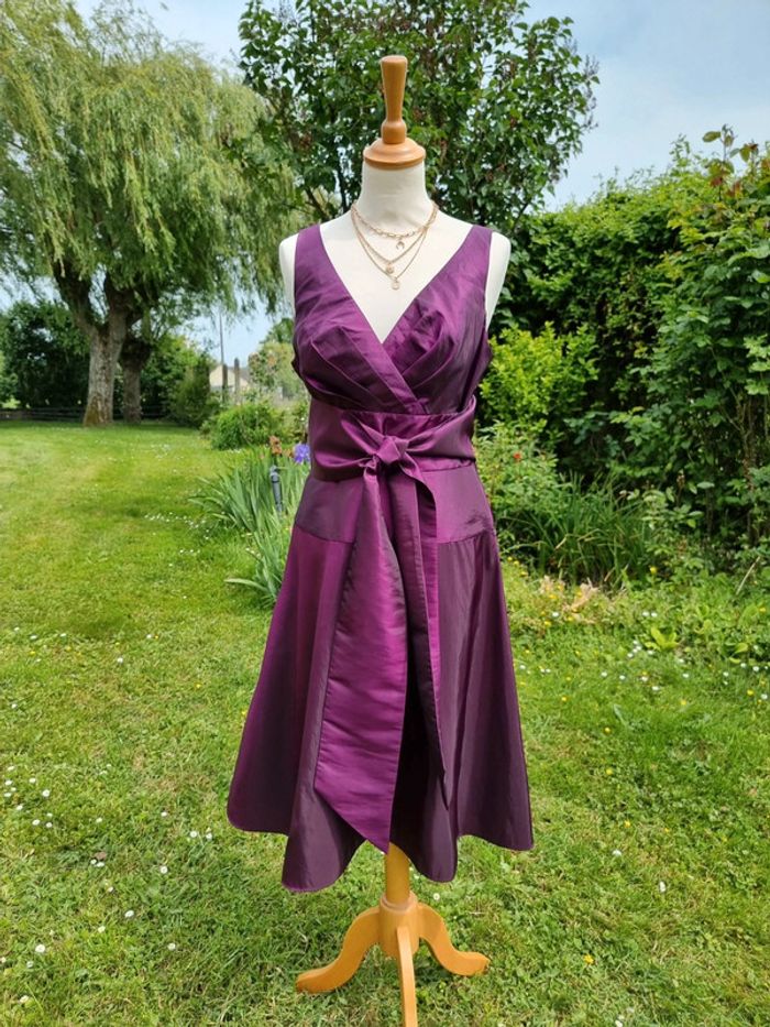 Superbe robe de cérémonie violet satiné * T40 * - photo numéro 2