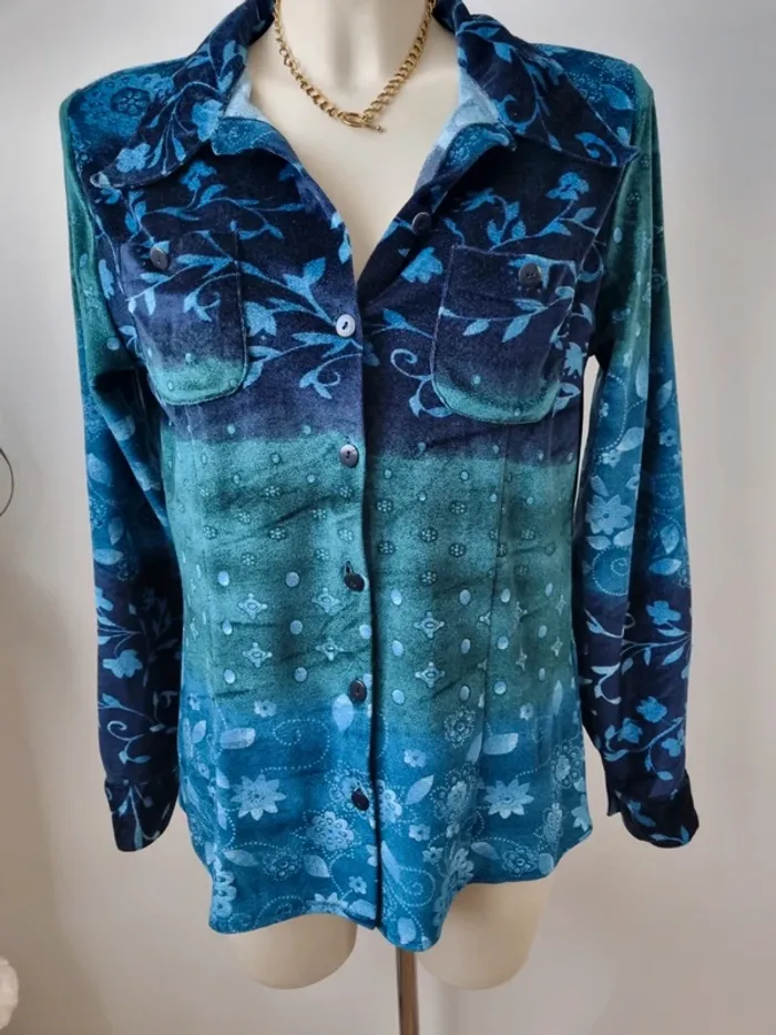 Chemise dégradé bleu vert Année '70 - photo numéro 11