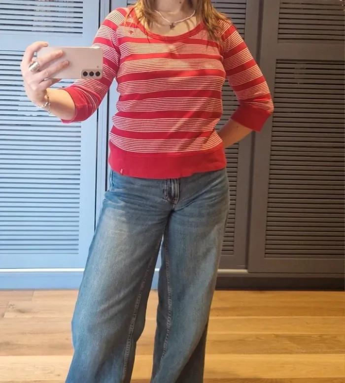 Pull rayé rouge et blanc T36 - EDC