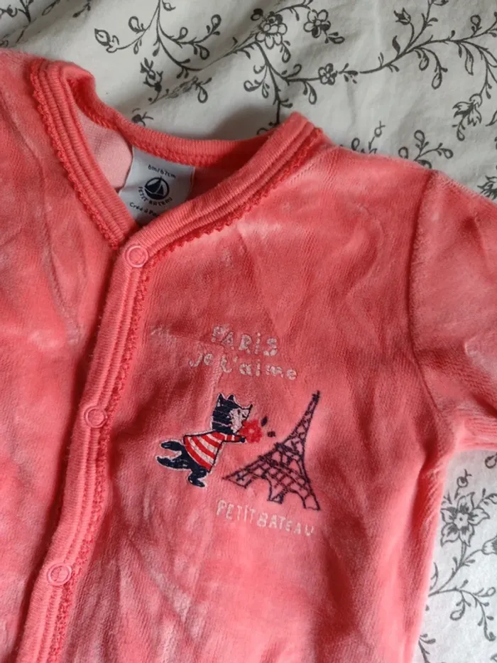 Pyjama velours orange vif petit bateau 67cm - photo numéro 2